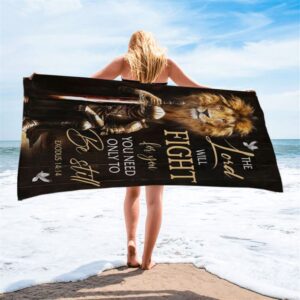 Christian Warrior Exodus 1414 The Lord Will Fight For You Beach Towel Christian Beach Towel Summer Towels 2 nflpl8.jpg