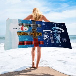 Christmas Begins With Christ Cross Snowman Christmas Beach Towel Christian Beach Towel Summer Towels 2 mjeuxt.jpg