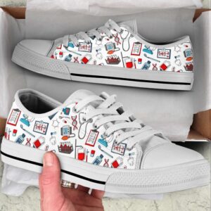 Comfortable Nurse Pattern Icon Canvas Sneakers, Low&hellip;