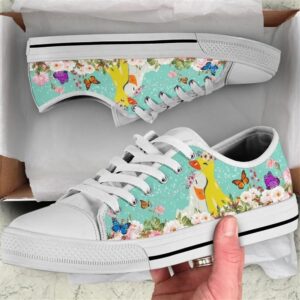Couple Duck Love Flower Watercolor Low Top&hellip;