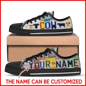 Cow License Plates Low Top Shoes Canvas&hellip;
