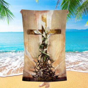 Cross And Lily Beach Towel, Christian Beach&hellip;