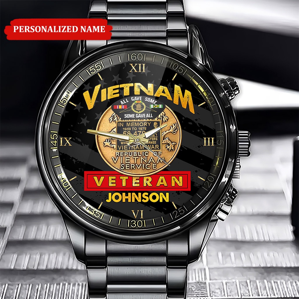 Custom Name All Gave Some Vietnam Veteran Business Watch, Watch Military, Men Military Watch, Fathers Watches
