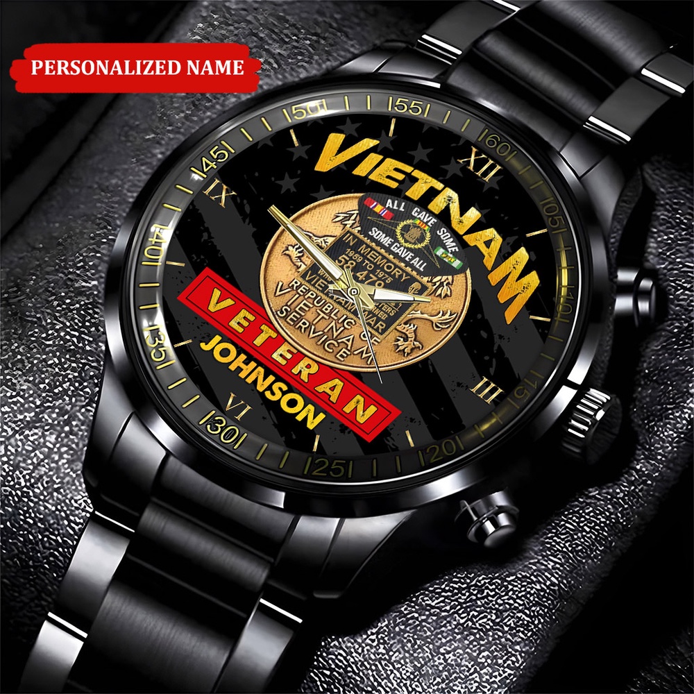 Custom Name All Gave Some Vietnam Veteran Business Watch, Watch Military, Men Military Watch, Fathers Watches
