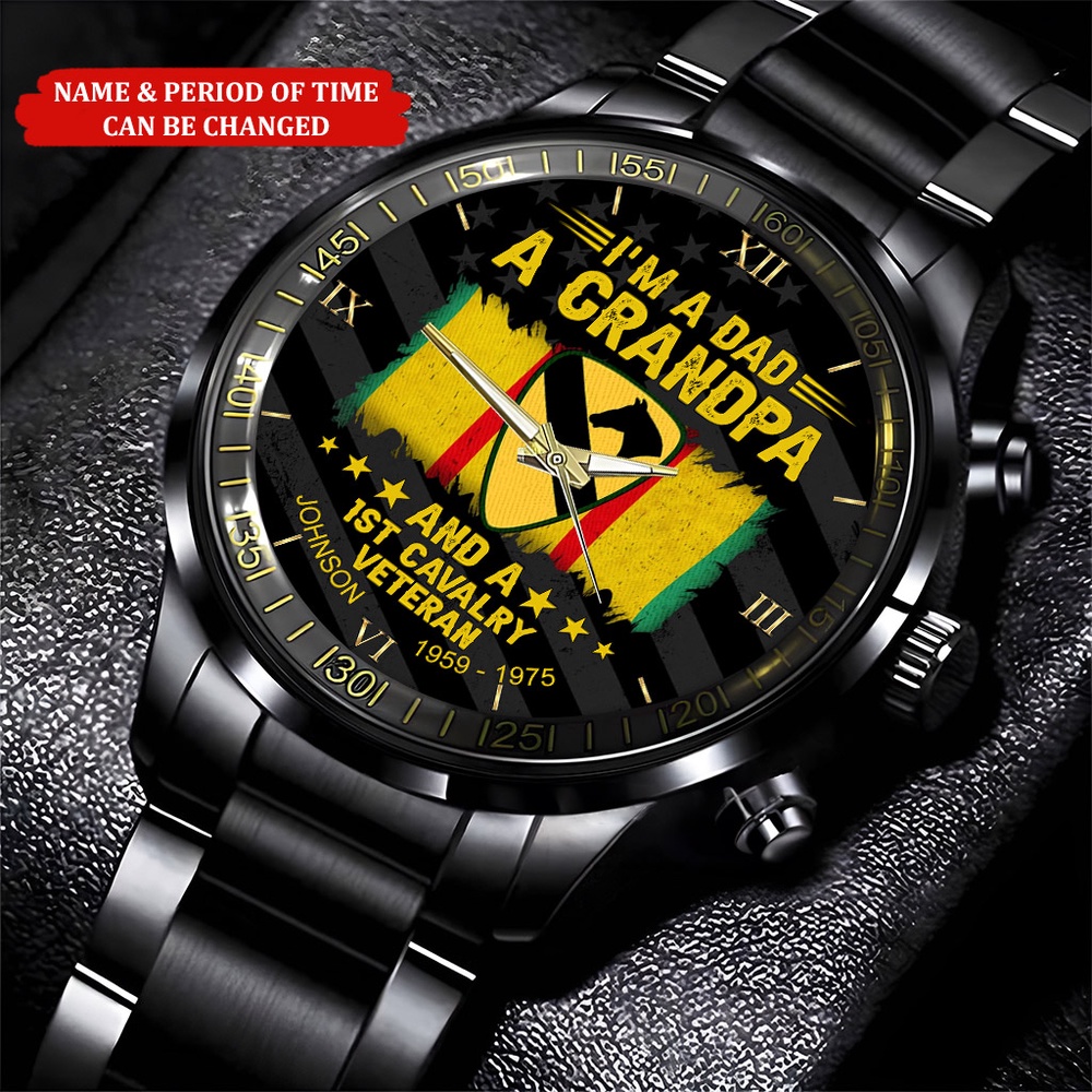 Custom Name Time 1st Cavalry Vietnam Veteran Business Watch, Watch Military, Men Military Watch, Fathers Watches