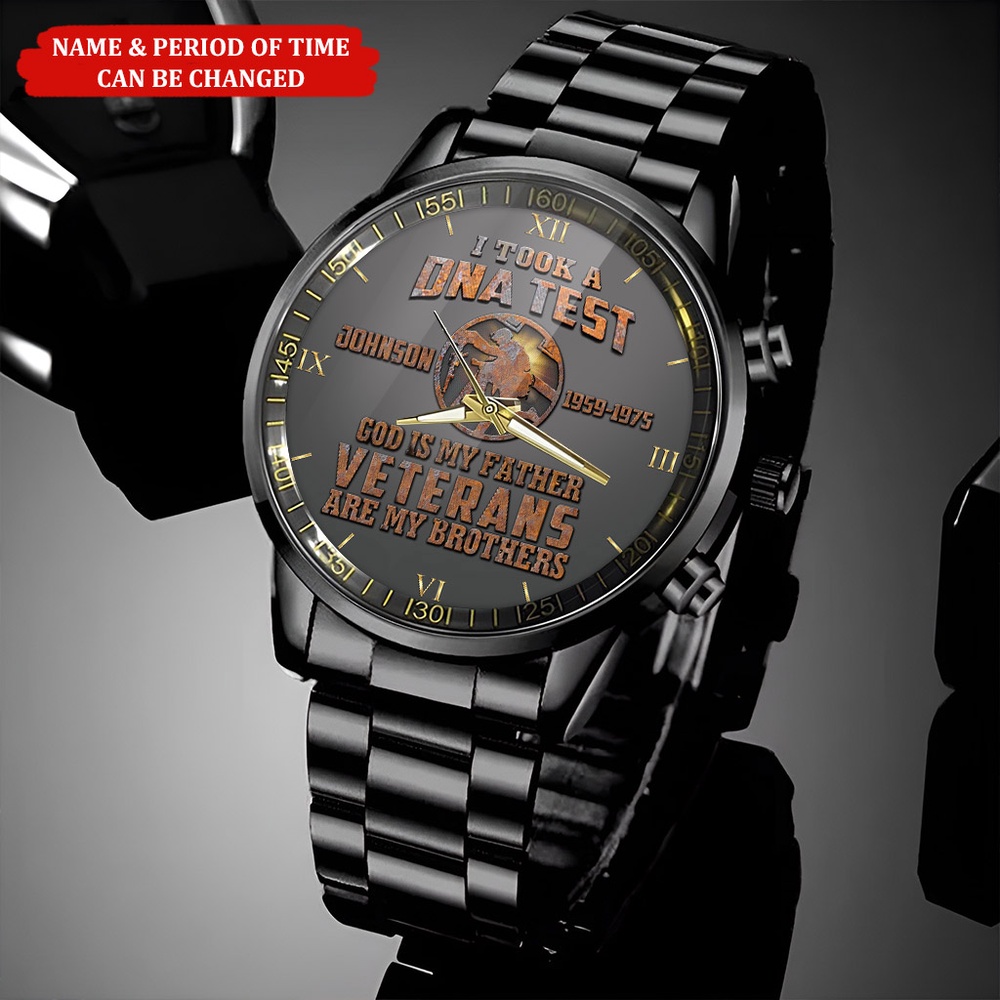 Custom Name Time I Took A DNA Test Veteran Business Watch, Watch Military, Men Military Watch, Fathers Watches