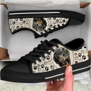 Dachshund Dog Pattern Brown Canvas Low Top&hellip;