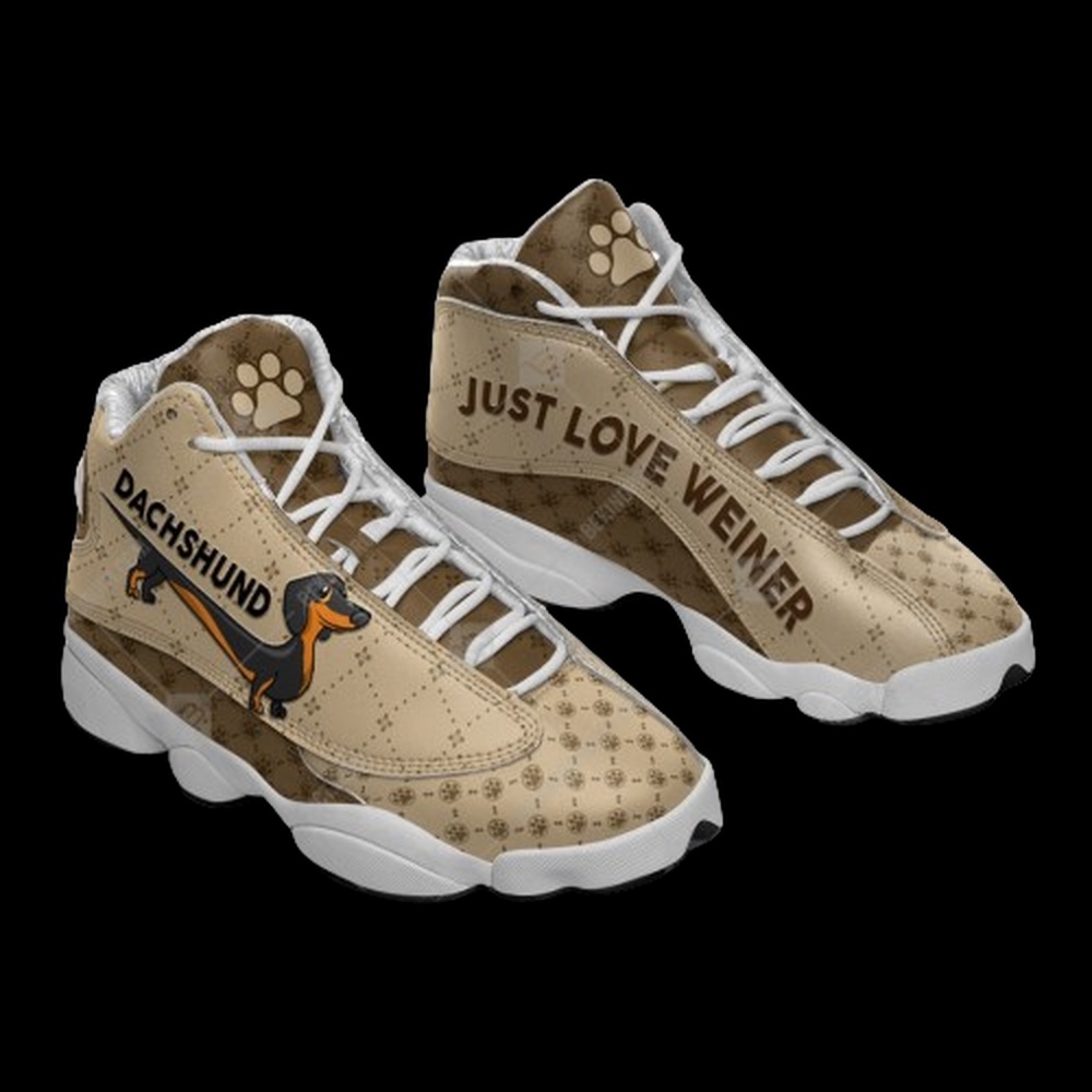 Dachshund Dog Pattern Motif Shoes Sport Sneaker Curved Basketball Shoes, Basketball Shoes