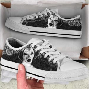 Dachshund Face Paisley Black White Low Top&hellip;