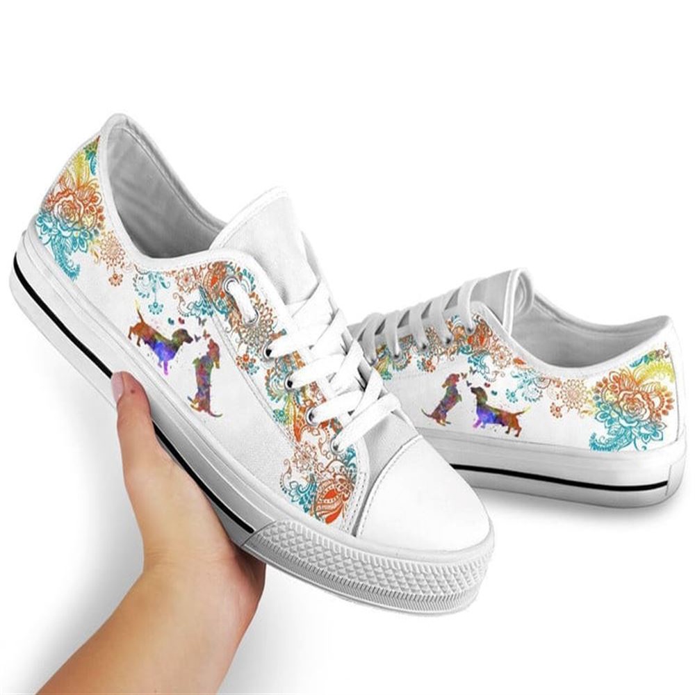 Dachshund Watercolors Low Top Shoes, Low Top Shoes Mens, Women, Designer Low Top Shoes, Low Top Sneakers