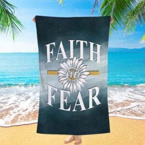 Daisy Flower Faith Over Fear Beach Towel,&hellip;