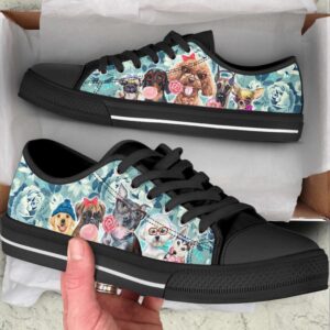 Dog Flowers Pattern Low Top Shoes Canvas&hellip;