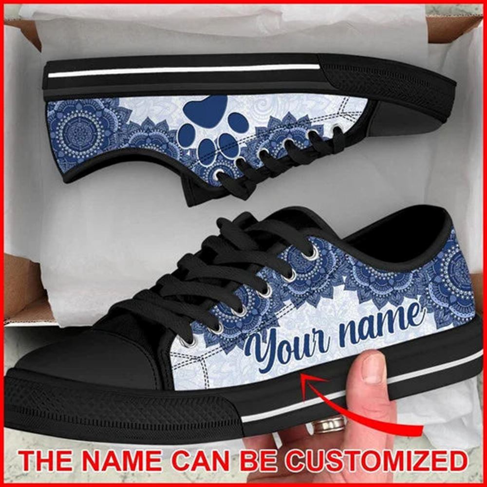 Dog Mandala Luxury Personalized Canvas Low Top Shoes, Designer Low Top Shoes, Low Top Sneakers