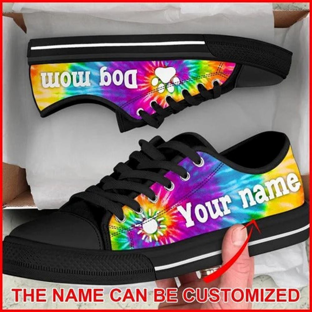 Dog Mom Bekind Tie Dye Personalized Canvas Low Top Shoes, Designer Low Top Shoes, Low Top Sneakers Dog Mom Bekind Tie Dye Personalized Canvas Low Top Shoes, Designer Low Top Shoes, Low Top Sneakers