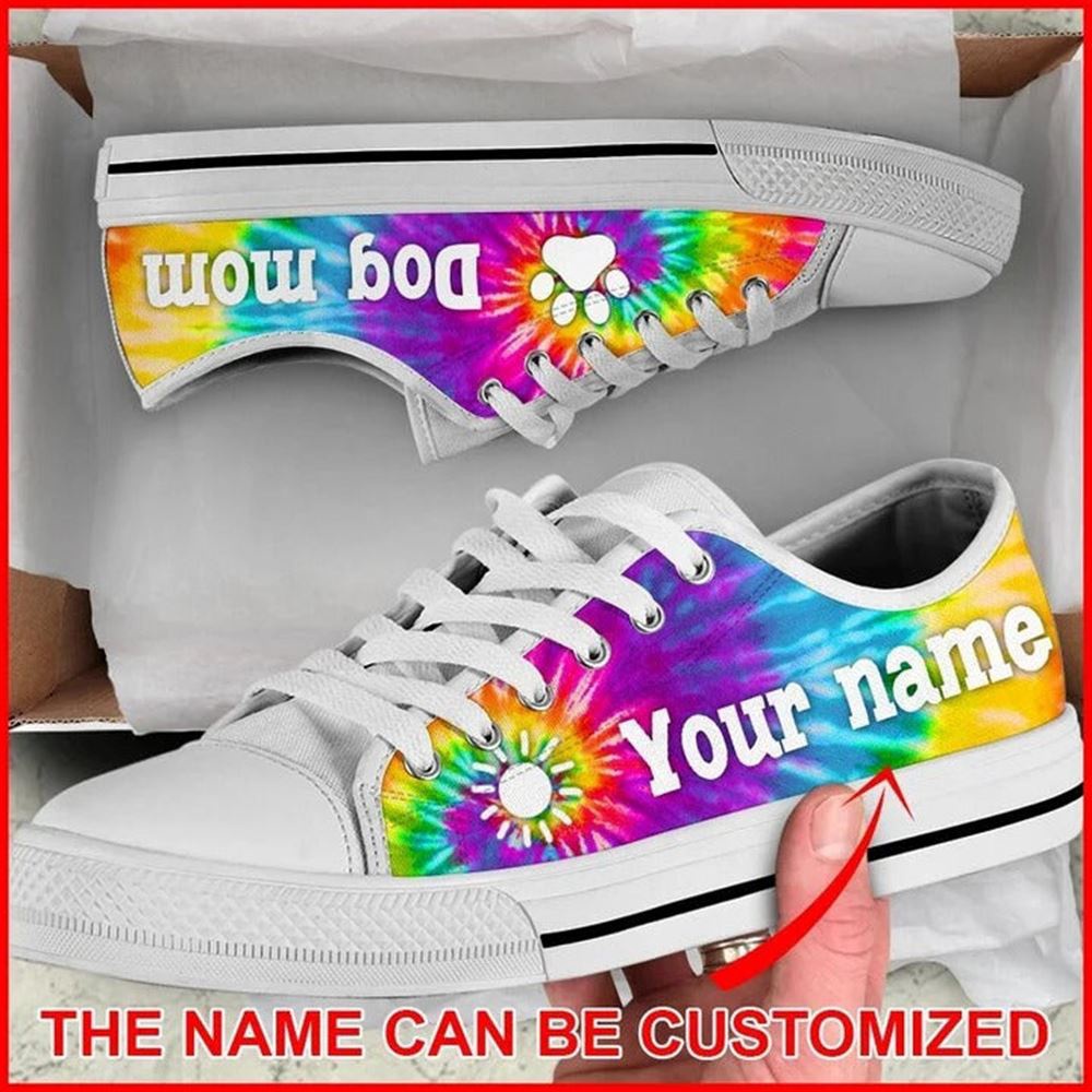 Dog Mom Bekind Tie Dye Personalized Canvas Low Top Shoes, Designer Low Top Shoes, Low Top Sneakers Dog Mom Bekind Tie Dye Personalized Canvas Low Top Shoes, Designer Low Top Shoes, Low Top Sneakers