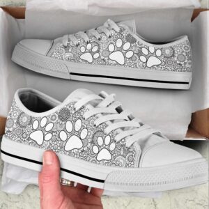 Dog Paw Print Grey Floral Low Top&hellip;