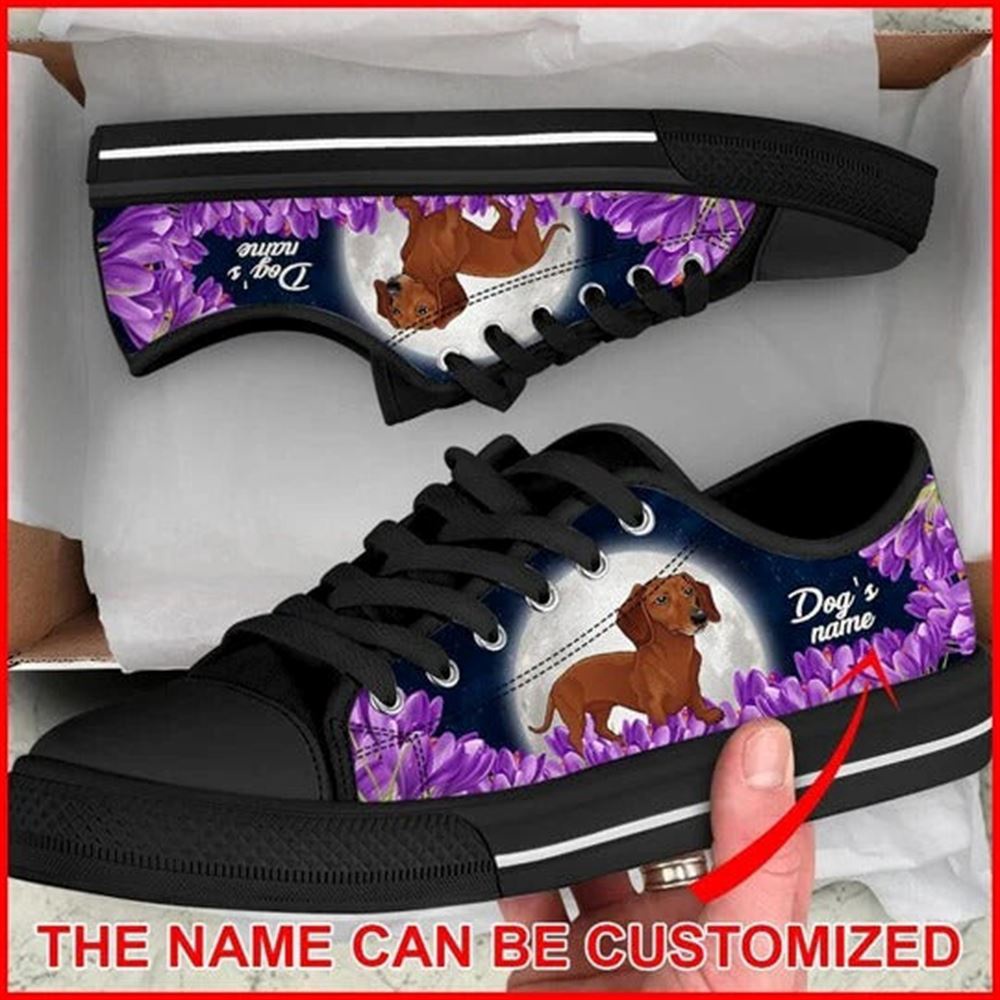 Dog’s name Dachshund Purple Flower Personalized Canvas Low Top Shoes, Designer Low Top Shoes, Low Top Sneakers Dog’s name Dachshund Purple Flower Personalized Canvas Low Top Shoes, Designer Low Top Shoes, Low Top Sneakers