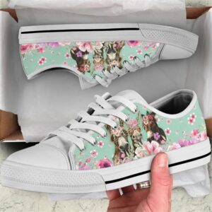 Donkey Flower Watercolor Low Top Shoes, Low&hellip;