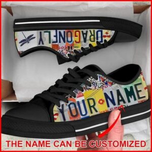 Dragonfly License Plates Personalized Canvas Low Top&hellip;
