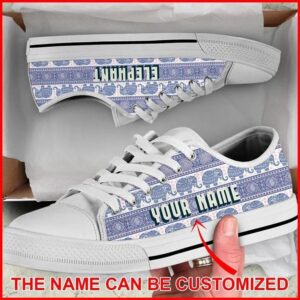 Elephant Ethnic Motifs Personalized Canvas Low Top&hellip;