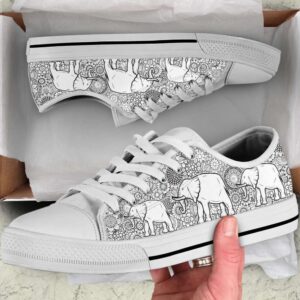 Elephant Motif Floral Low Top Shoes Canvas&hellip;