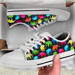 Elephant Painting Pattern Low Top Shoes Canvas&hellip;