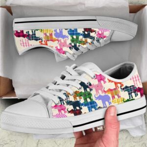 Elephant Plaid Seamless Low Top Shoes Canvas&hellip;