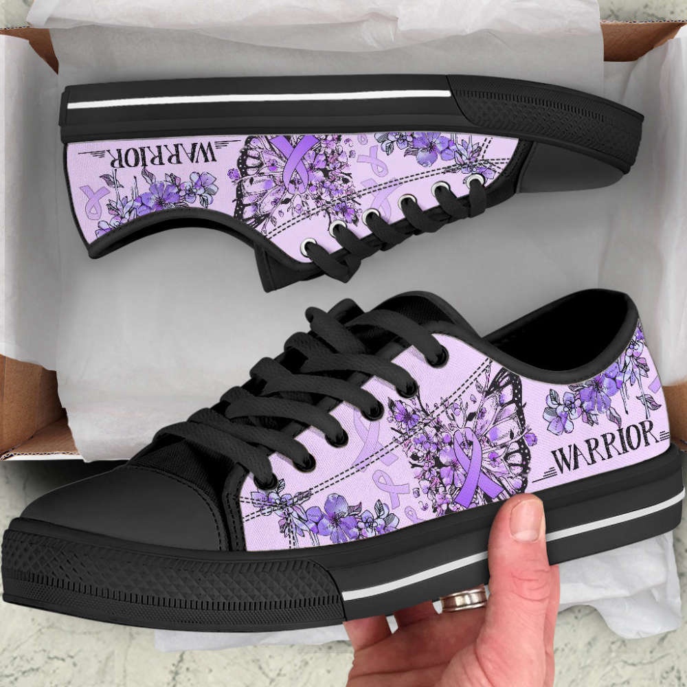 Epilepsy Cancer Shoes Butterfly Flower Low Top Shoes Canvas Shoes, Low Top Designer Shoes, Low Top Sneakers