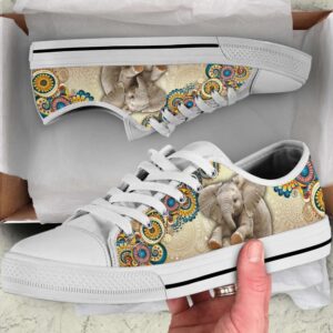 Ethnic Floral Elephant Canvas Print Low Top&hellip;