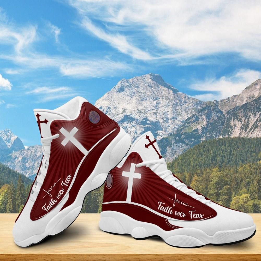 Faith Over Fear Jesus Basketball Shoes Red Design For Men Women, Christian Basketball Shoes, Basketball Shoes 2024 Faith Over Fear Jesus Basketball Shoes Red Design For Men Women, Christian Basketball Shoes, Basketball Shoes 2024