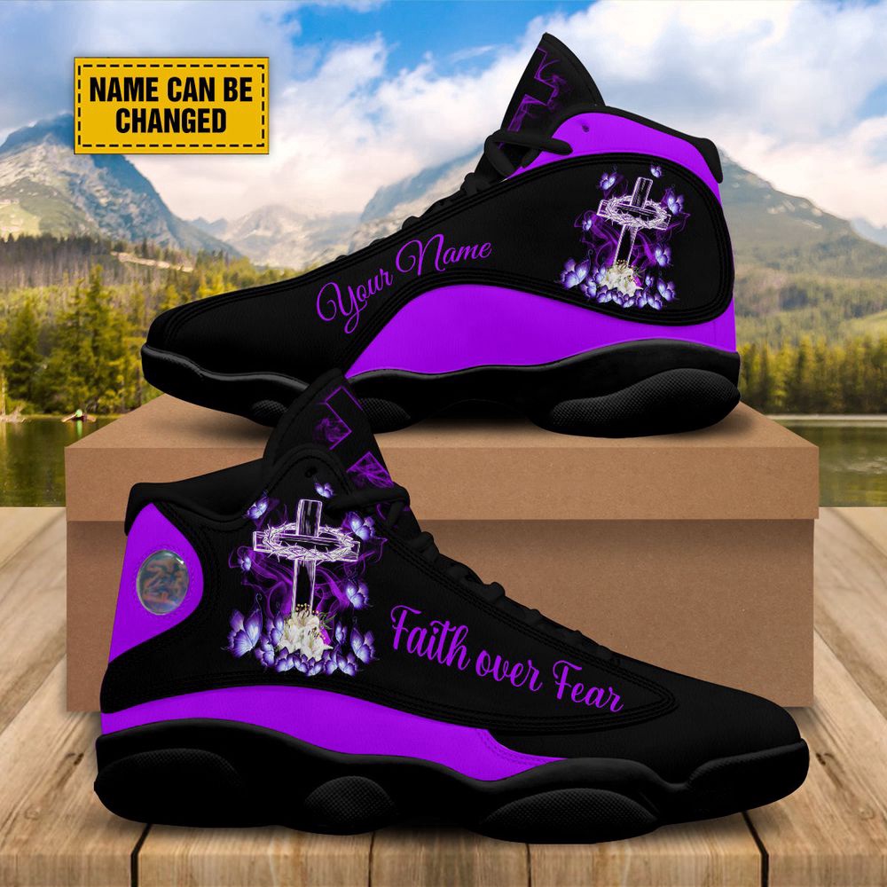 Faith Over Fear Personalized Basketball Shoes, Jesus Shoes, Christian Basketball Shoes, Basketball Shoes 2024