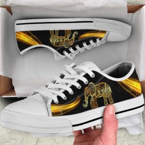 Golden Light Elephant Canvas Print Lowtop Shoes&hellip;
