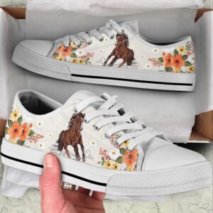 Horse Embroidery Floral Low Top Shoes Canvas&hellip;