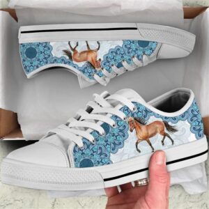 Horse Watercolor Mandala Blue Canvas Low Top&hellip;