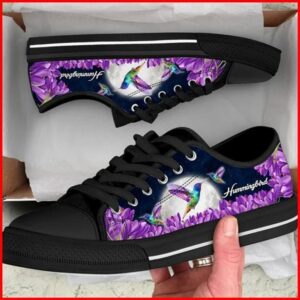 Hummingbird Purple Flower Canvas Low Top Shoes,&hellip;