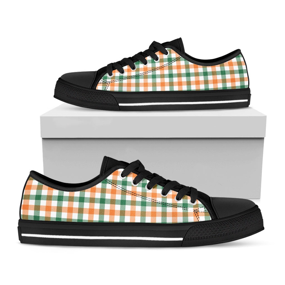 Irish Plaid St. Patrick’s Day Print Black Low Top Shoes, Low Top Designer Shoes, Low Top Sneakers