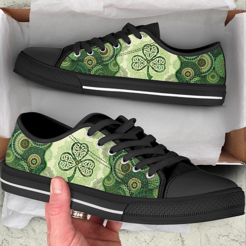 Irish Shamrock Celtic Vintage Mandala Low Top Shoes, Low Top Designer Shoes, Low Top Sneakers