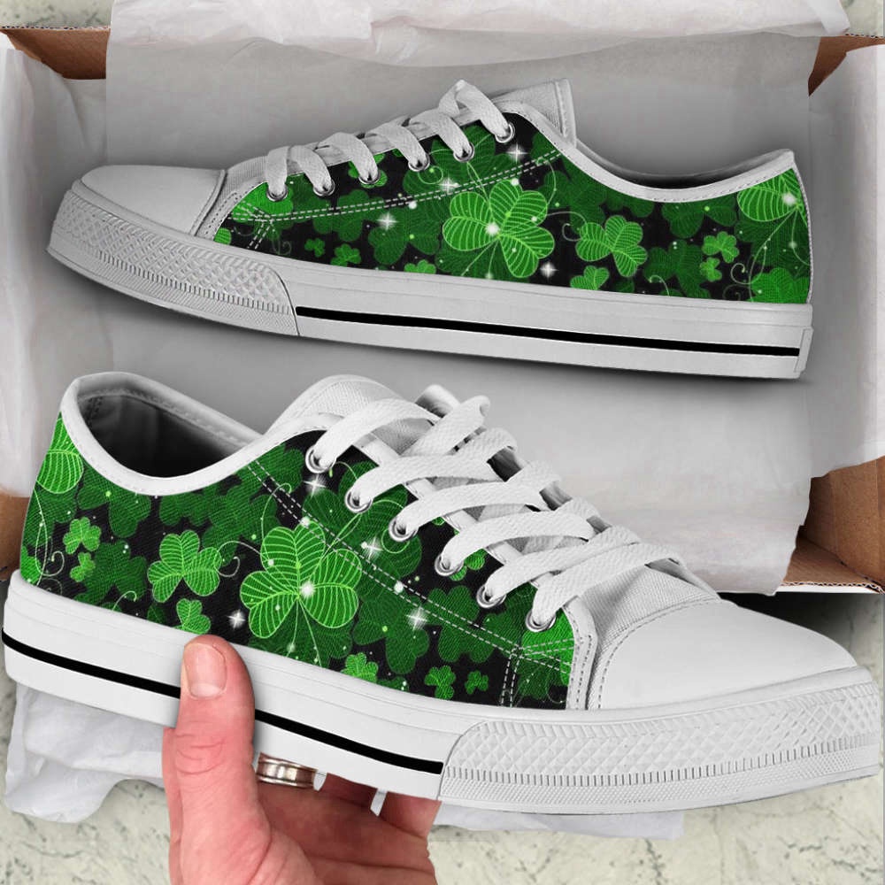 Irish Shamrock Light Low Top Shoes Canvas Print Lowtop Casual Shoes Gift, Low Top Designer Shoes, Low Top Sneakers