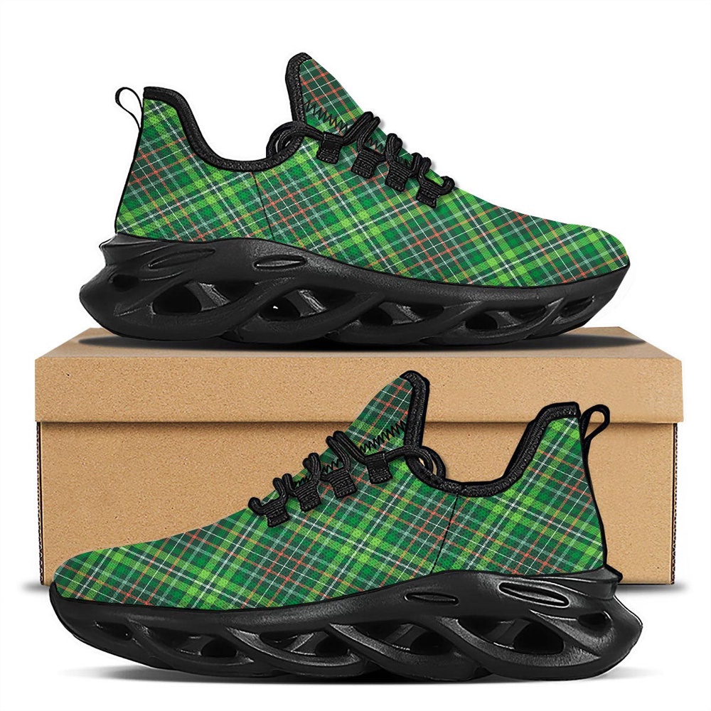 Irish Tartan Saint Patrick’s Day Print Pattern Black Running Shoes, Max Soul Sneakers, Max Soul Shoes Irish Tartan Saint Patrick’s Day Print Pattern Black Running Shoes, Max Soul Sneakers, Max Soul Shoes