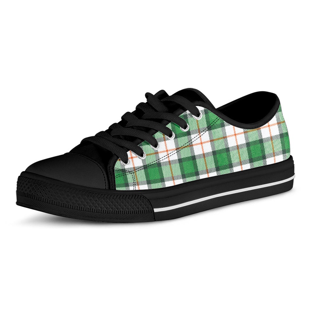 Irish Tartan St. Patrick’s Day Print Black Low Top Shoes, Low Top Designer Shoes, Low Top Sneakers