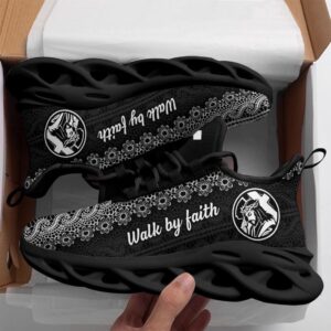 Jesus Black Walk By Faith Running Sneakers&hellip;