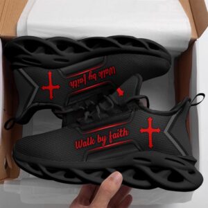 Jesus Black Walk By Faith Running Sneakers&hellip;