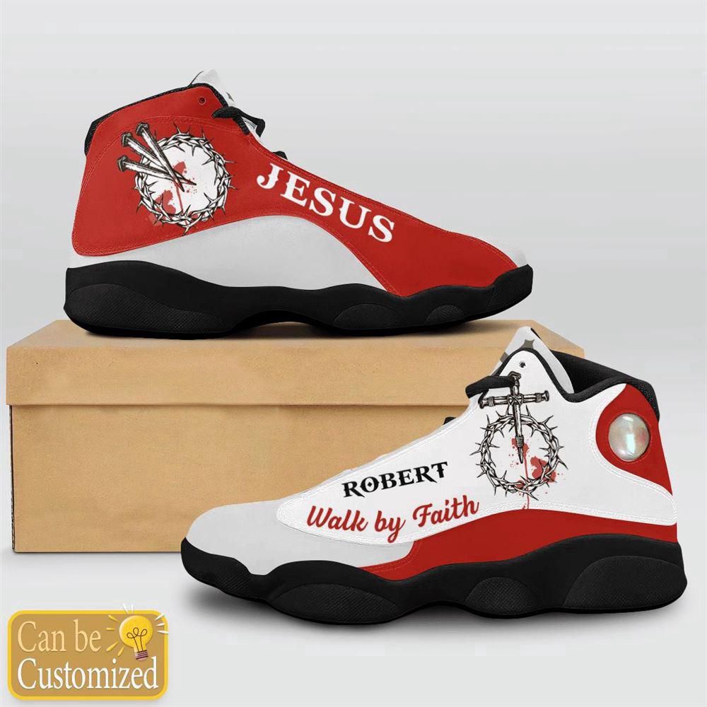 Jesus Blood Walk By Faith Red Custom Name Basketball Shoes For Jesus Lovers, Christian Basketball Shoes, Basketball Shoes 2024 Jesus Blood Walk By Faith Red Custom Name Basketball Shoes For Jesus Lovers, Christian Basketball Shoes, Basketball Shoes 2024