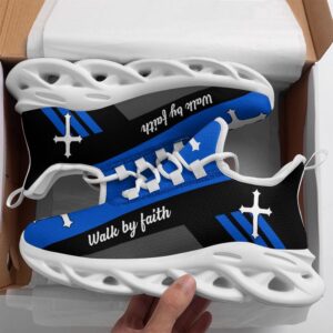Jesus Blue Walk By Faith Running Sneakers&hellip;