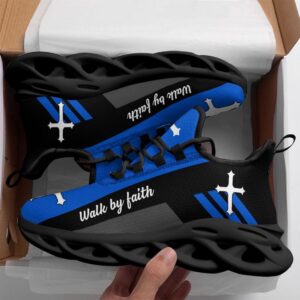 Jesus Blue Walk By Faith Running Sneakers&hellip;