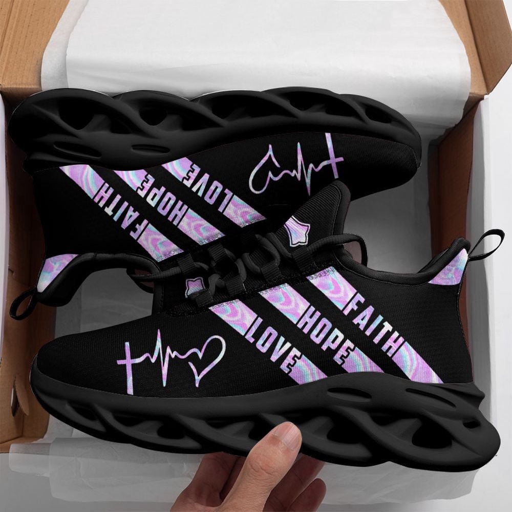 Jesus Faith Hope Love Running Sneakers Black Max Soul Shoes, Max Soul Sneakers, Max Soul Shoes