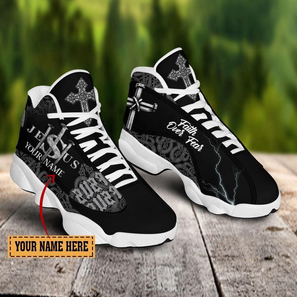 Jesus Faith Over Fear Black Pattern Custom Name Basketball Shoes For Jesus Lovers, Christian Basketball Shoes, Basketball Shoes 2024 Jesus Faith Over Fear Black Pattern Custom Name Basketball Shoes For Jesus Lovers, Christian Basketball Shoes, Basketball Shoes 2024