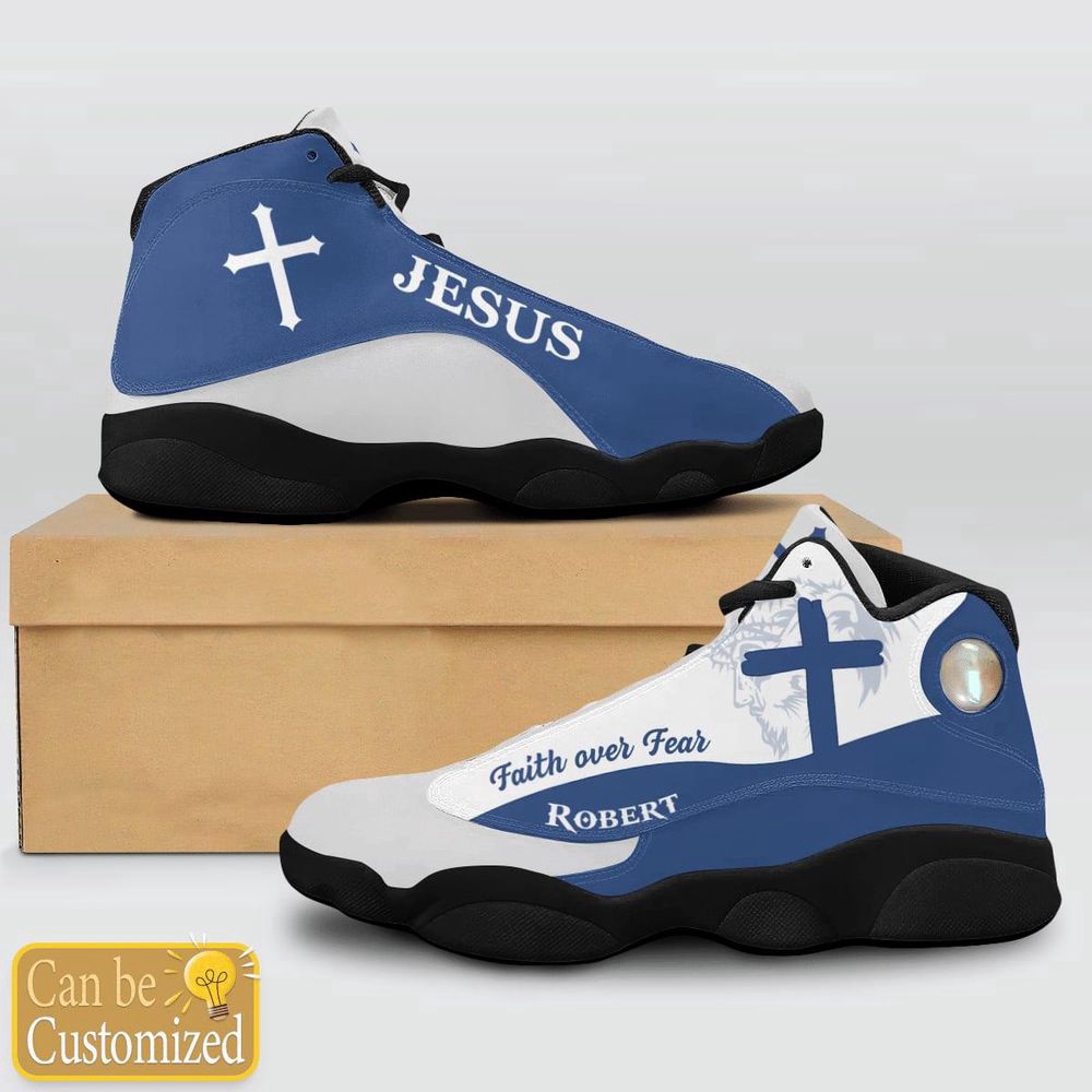Jesus Faith Over Fear Light Blue Custom Name Basketball Shoes For Jesus Lovers, Christian Basketball Shoes, Basketball Shoes 2024 Jesus Faith Over Fear Light Blue Custom Name Basketball Shoes For Jesus Lovers, Christian Basketball Shoes, Basketball Shoes 2024