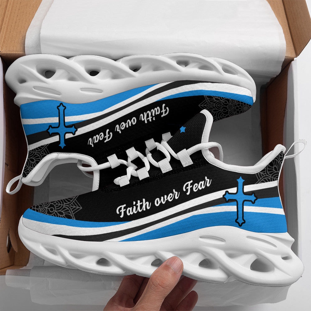 Jesus Faith Over Fear Running Sneakers Blue And White Max Soul Shoes, Max Soul Sneakers, Max Soul Shoes Jesus Faith Over Fear Running Sneakers Blue And White Max Soul Shoes, Max Soul Sneakers, Max Soul Shoes