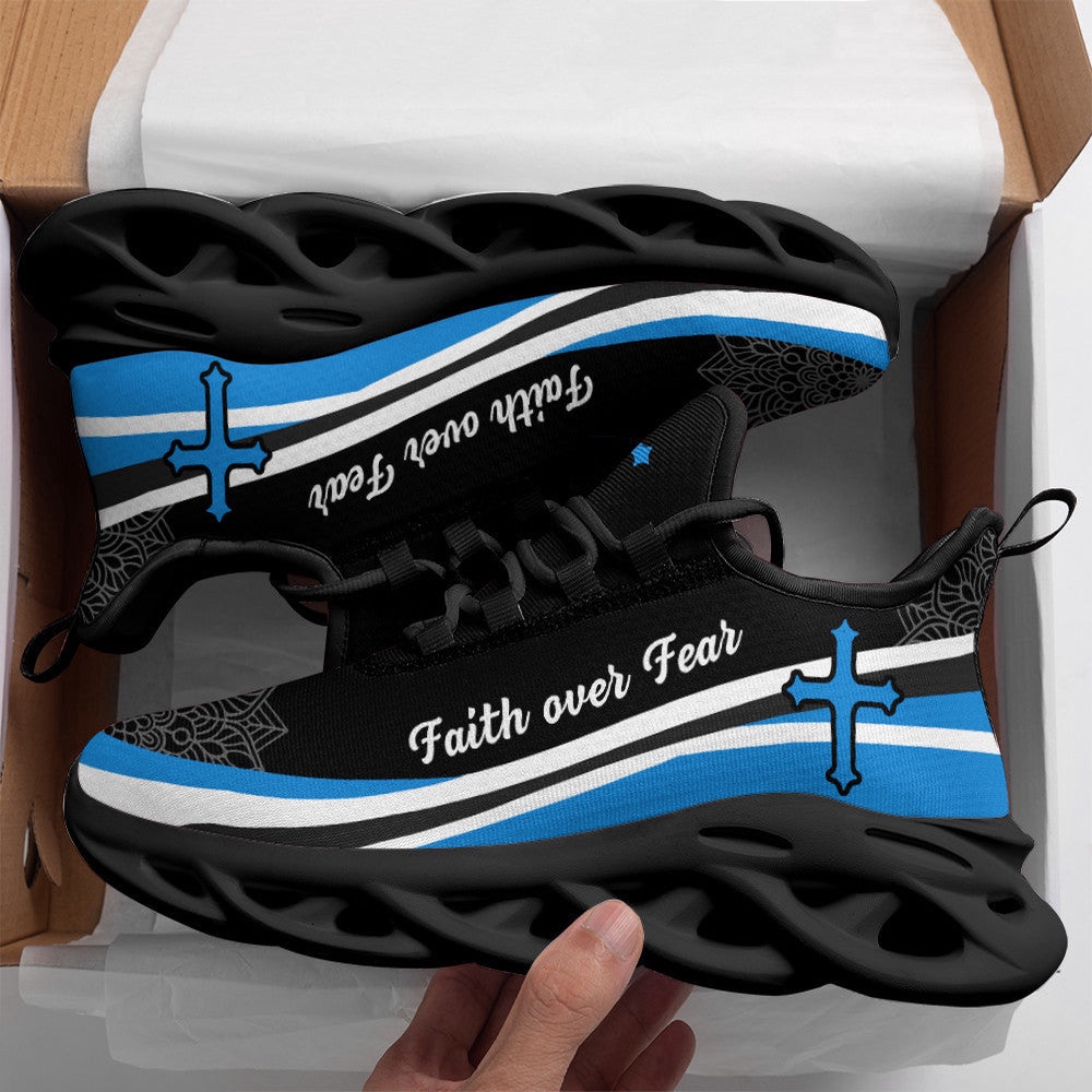 Jesus Faith Over Fear Running Sneakers Blue And White Max Soul Shoes, Max Soul Sneakers, Max Soul Shoes Jesus Faith Over Fear Running Sneakers Blue And White Max Soul Shoes, Max Soul Sneakers, Max Soul Shoes